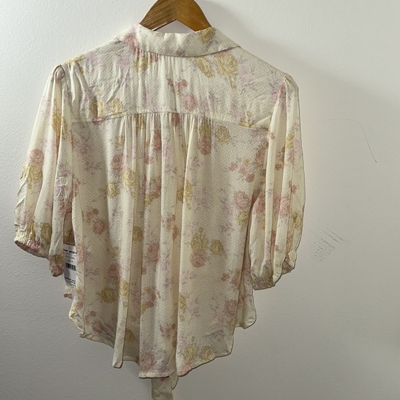 Free People New with Tags Ivory Floral Top - Picture 8 of 8